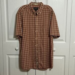 Eddie Bauer Sz Large Tall men’s Indian Madras short sleeved shirt. Chest pocket
